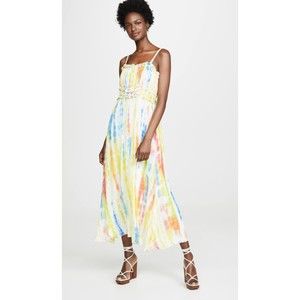 NWOT Tanya Taylor Honor Chiffon Silk Blend Tie Dyed Braided Strap Maxi Sundress